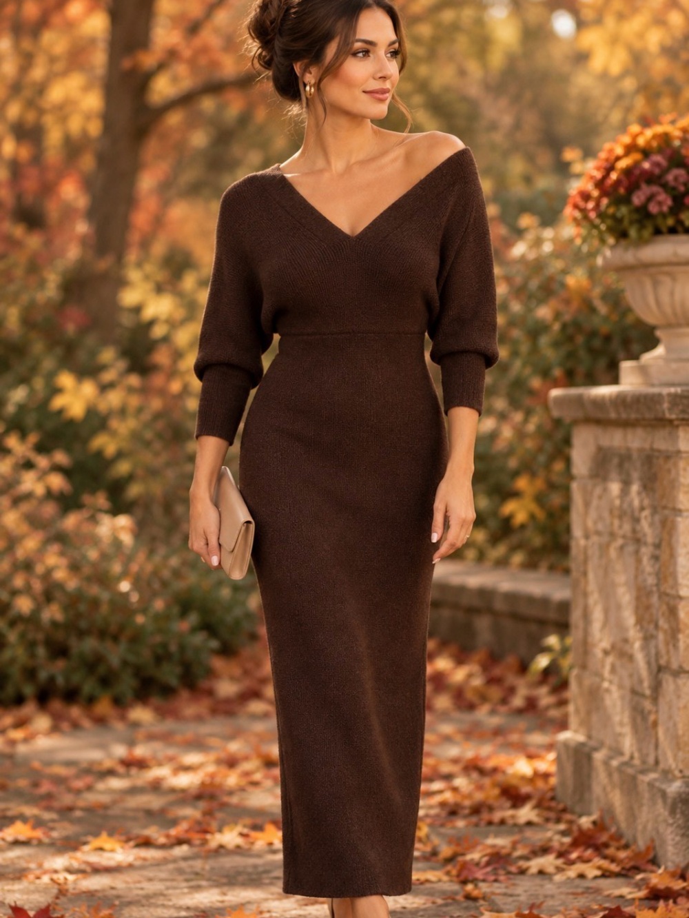 Fashion Nova Chocolate Long Sleeve Dress